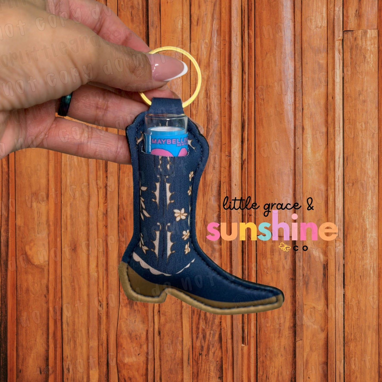 Western Boot Chapstick Holder Keychain