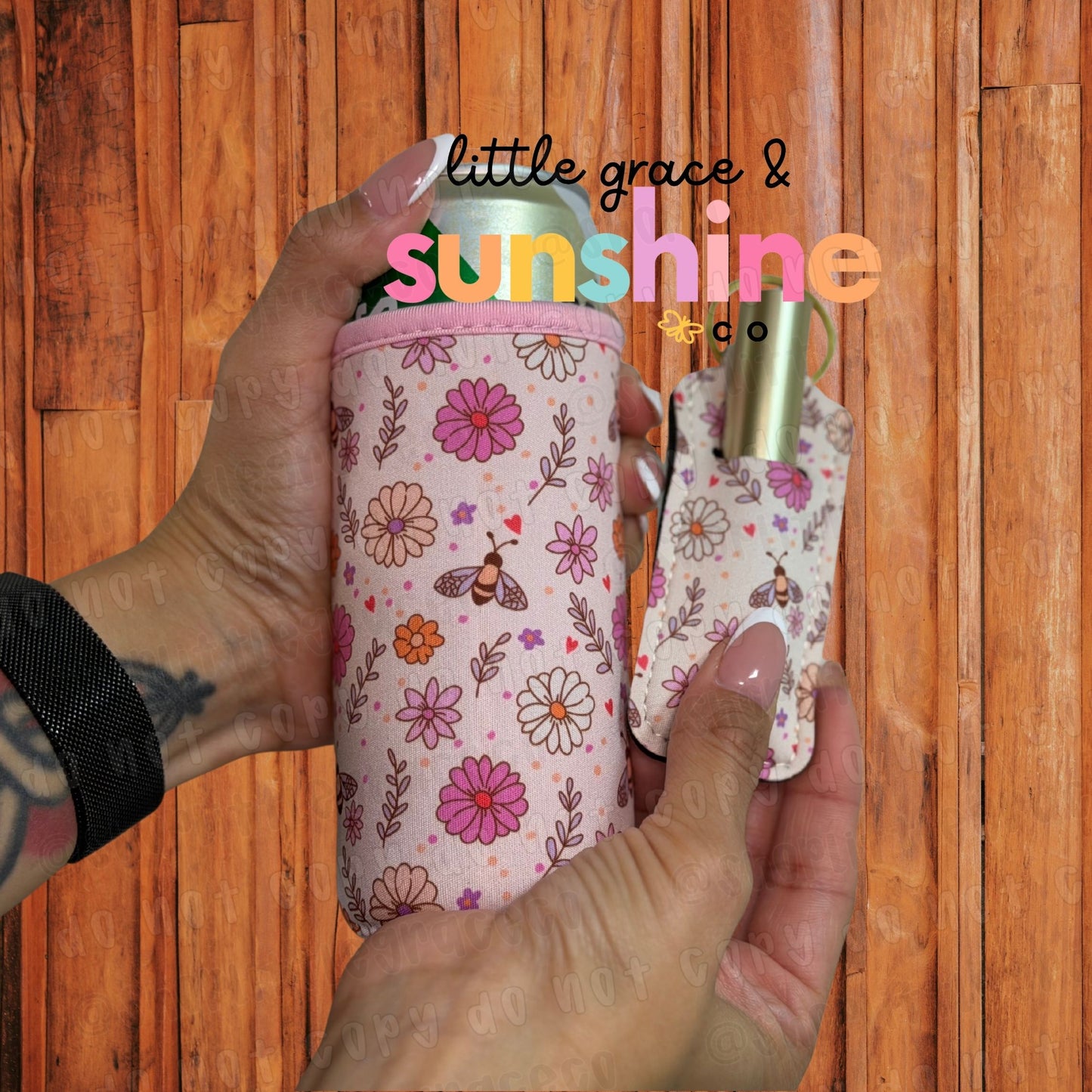 Bees + Daisies Chapstick Holder, Coozie Bundle