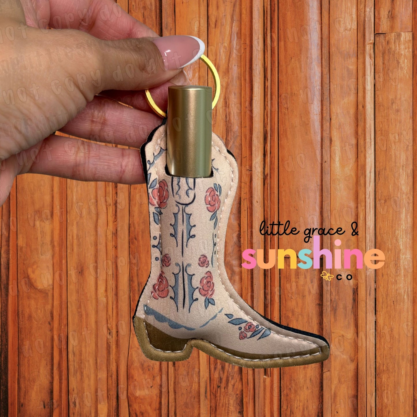 Western Boot Chapstick Holder Keychain
