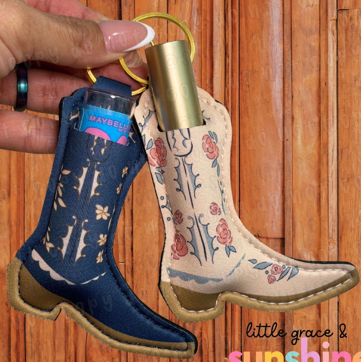 Western Boot Chapstick Holder Keychain